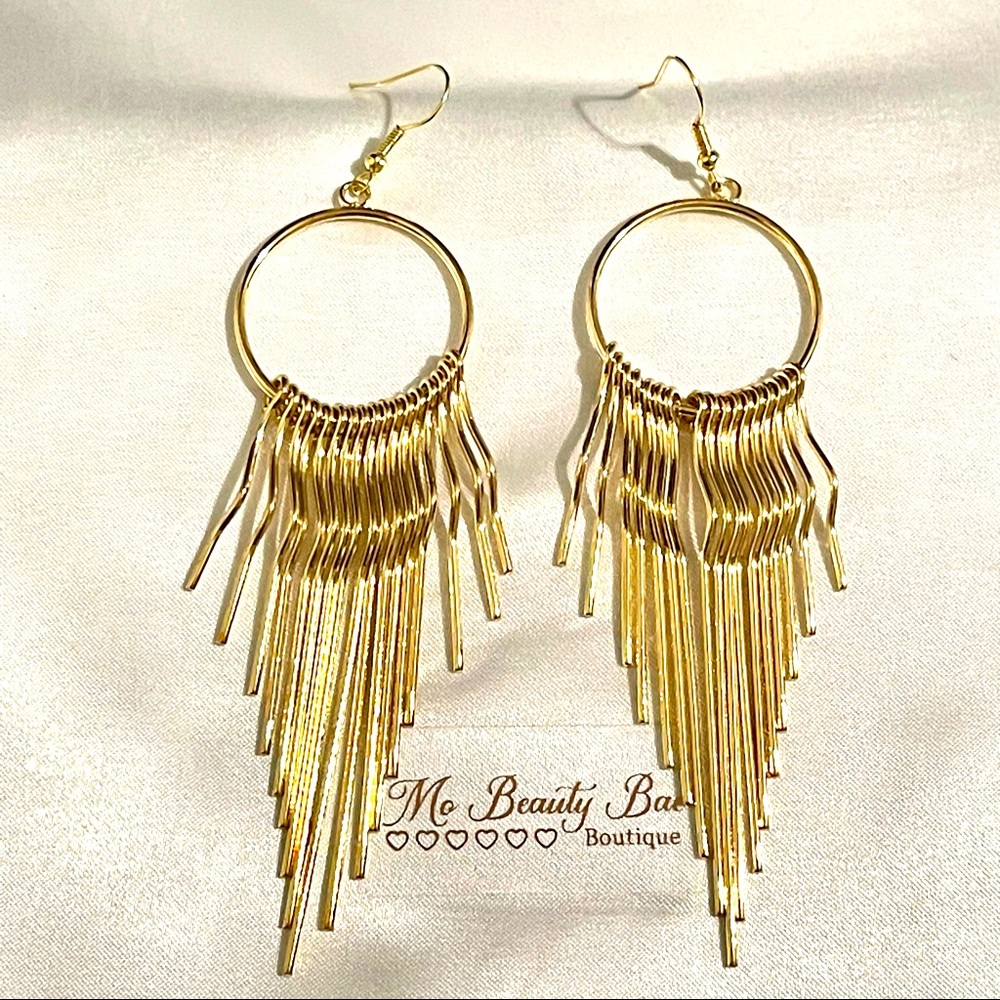 Gold Tassel Drop Earrings